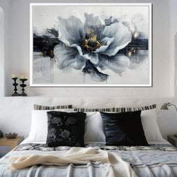 Golden Flecks on Monochrome Petals - NicheCanvas