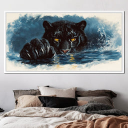 Panther's Luminous Gaze - NicheCanvas