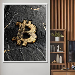 Golden Bitcoin Luxe Marble Icon - NicheCanvas