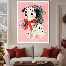 Festive Dalmatian Puppy Cheer - NicheCanvas