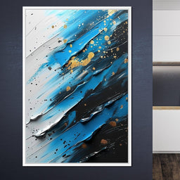 Sapphire Strokes Gold Specks 1 - NicheCanvas