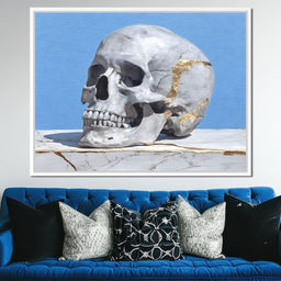 Kintsugi Skull on Marble Stilllife - NicheCanvas