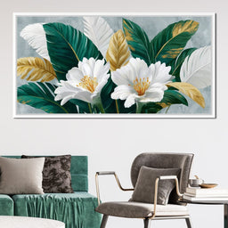 Gilded Tropical White Peony - NicheCanvas