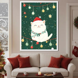 Jolly Santa Kitty Holiday Lights - NicheCanvas