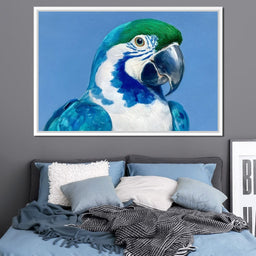 Majestic Cyan Parrot Portrait - NicheCanvas