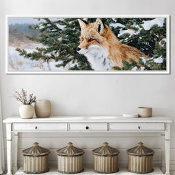 Winter Red Fox Pine Watcher - NicheCanvas
