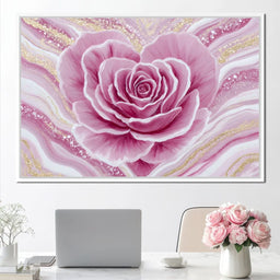 Rose Petal Heart Glow Gold - NicheCanvas