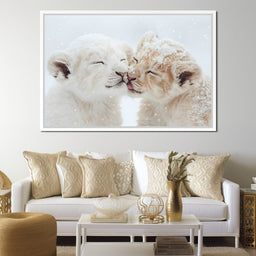Winter Embrace Lion Cubs - NicheCanvas