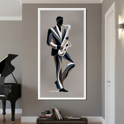 Midnight Jazz Sax Player Elegance - NicheCanvas