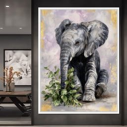 Gentle Elephant Calf Portrait - NicheCanvas