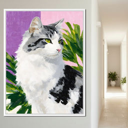 Emerald Eyed Cat Tropical Muse - NicheCanvas