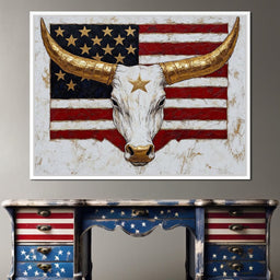 Golden Longhorn Patriotic Pride - NicheCanvas