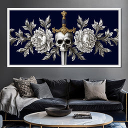 Baroque Skull and Peony Sword - NicheCanvas