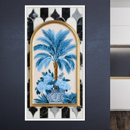 Tropical Elegance Flourish in Blue - NicheCanvas