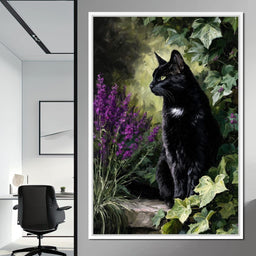 Black Cat Garden Sentinel - NicheCanvas