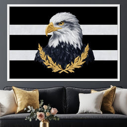Bold Bald Eagle Stripes Gold Laurel - NicheCanvas