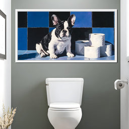 Bulldog Bathroom Antics - NicheCanvas