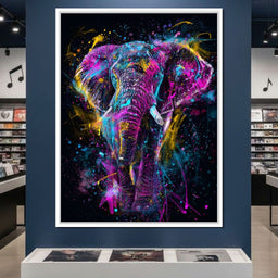 Vibrant Neon Elephant Energy - NicheCanvas
