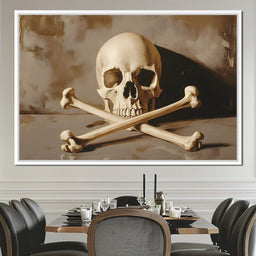 Sepia Skull And Crossbones Still - NicheCanvas