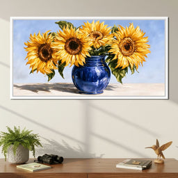 Golden Petals Resting Upon Cobalt Glass - NicheCanvas