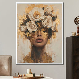 Golden Petal Visage - NicheCanvas