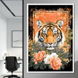 Tiger Majesty Floral Harmony - NicheCanvas