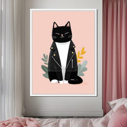 Rebel Feline Chic on Blush - NicheCanvas