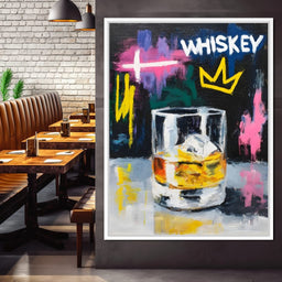 Whiskey Crown Rocks Glass Neon - NicheCanvas