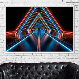 Neon Velocity Through The Infinite Corridor - NicheCanvas