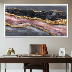 Gilded Onyx Rose Quartz Flow - NicheCanvas