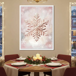Rose Glimmer Snowflake Elegance - NicheCanvas