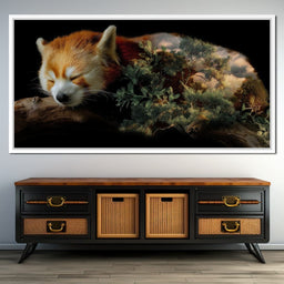 Sleeping Red Panda Forest Dream - NicheCanvas
