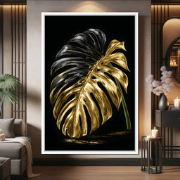 Gilded Leaf Of Dark Night - NicheCanvas