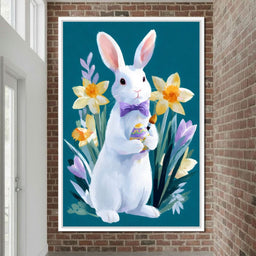 Easter Bunny With Daffodils - NicheCanvas
