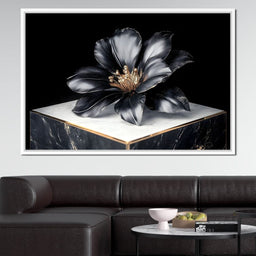 Noir Petal Elegance Burst - NicheCanvas