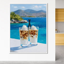 Mediterranean Iced Coffee Break Escape - NicheCanvas