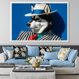 Husky in Chic Fedora Style - NicheCanvas
