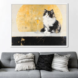 Golden Feline Elegance Scene - NicheCanvas