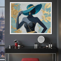 Golden Teal Elegance Lady - NicheCanvas