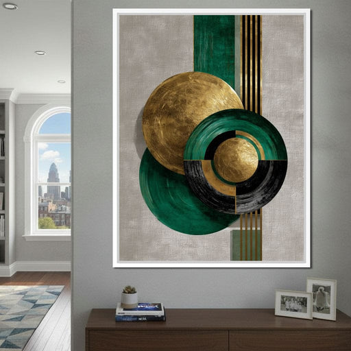 Emerald Gold Geometric Circles Canvas Print