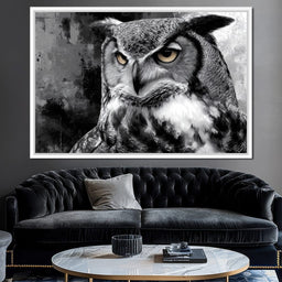 Noir Owl Golden Eyes Portrait - NicheCanvas