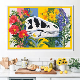 Dinosaur Elegance Flora Fusion - NicheCanvas