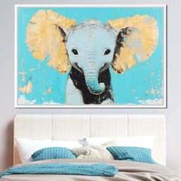 Elephant on Aqua Canvas - NicheCanvas