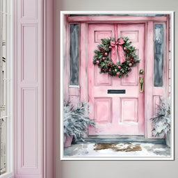 Winter Welcome Pink Door - NicheCanvas