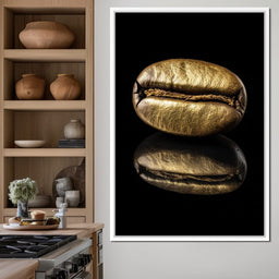 Golden Coffee Bean Reflection - NicheCanvas