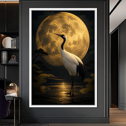 Crane Moonrise - NicheCanvas