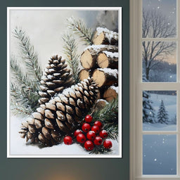 Snowy Pinecone Winter Gathering - NicheCanvas