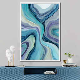 Teal Ocean Geode Layers Flow - NicheCanvas