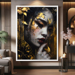 Golden Petal Muse Portrait - NicheCanvas