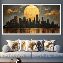 Golden Reflections Skyline - NicheCanvas